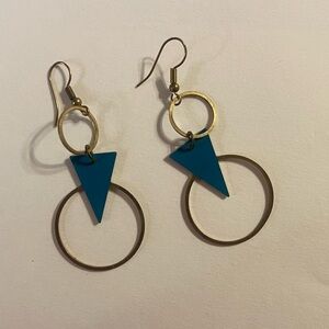 Geometric Blue and Gold Earrings